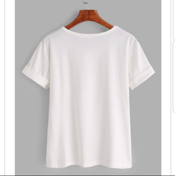 White Rolled Sleeve Basic Tee - Picture 2 of 3